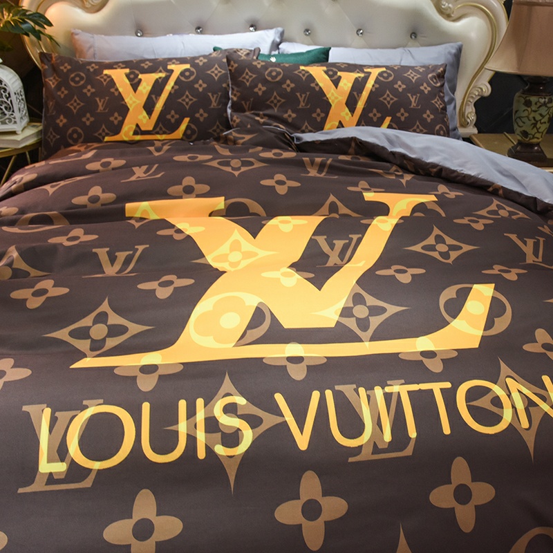 LOUIS VUITTON ルイ ヴィトン　掛け布団カバーセット4点　ダブルサイズ/キングサイズベッド　綿生地ベッドカバー　新居寝具用品　人気ブラウンモノグラム - 画像 2