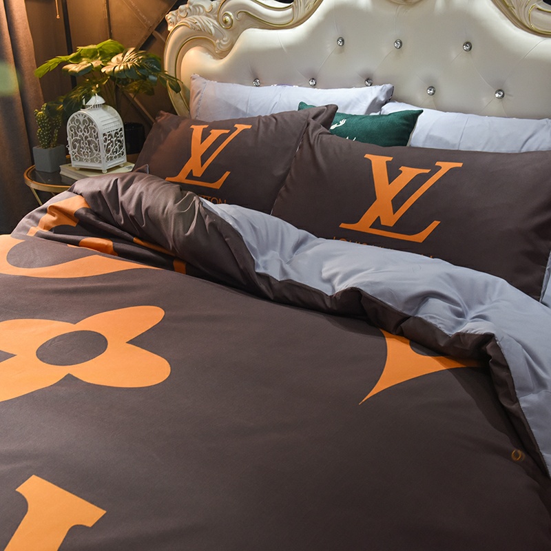 LOUIS VUITTON ルイ ヴィトン　掛け布団カバーセット4点　ダブルサイズ/キングサイズベッド　綿生地ベッドカバー　新居寝具用品　人気LVロゴ - 画像 3