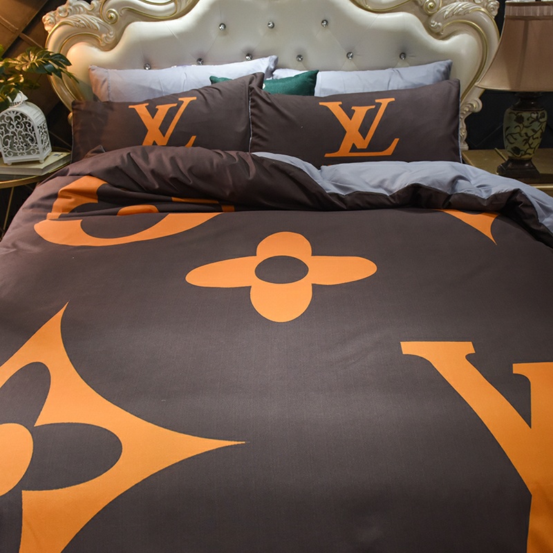 LOUIS VUITTON ルイ ヴィトン　掛け布団カバーセット4点　ダブルサイズ/キングサイズベッド　綿生地ベッドカバー　新居寝具用品　人気LVロゴ - 画像 2