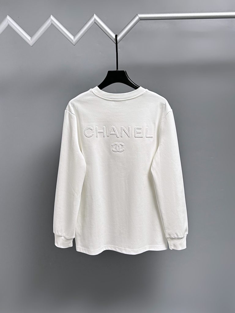 chanel ロゴ刺繍 ロングスリーブTシャツ 100%コットン 白 1色 - 画像 4