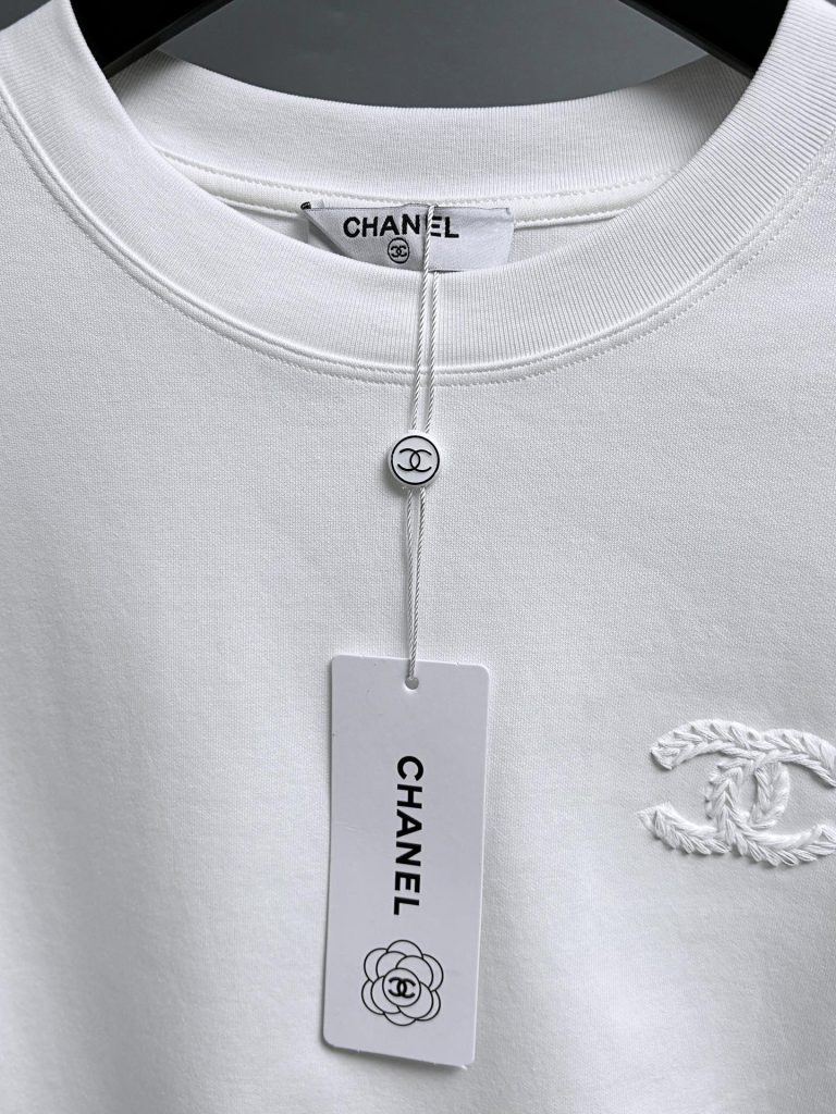 chanel ロゴ刺繍 ロングスリーブTシャツ 100%コットン 白 1色 - 画像 6