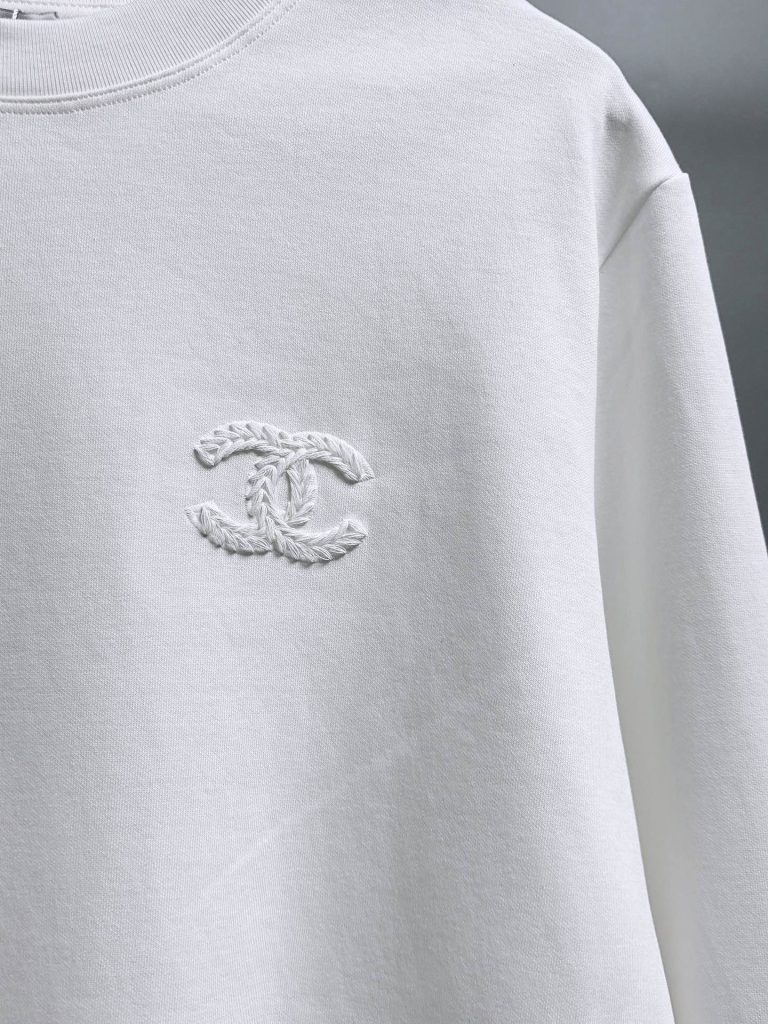 chanel ロゴ刺繍 ロングスリーブTシャツ 100%コットン 白 1色 - 画像 8