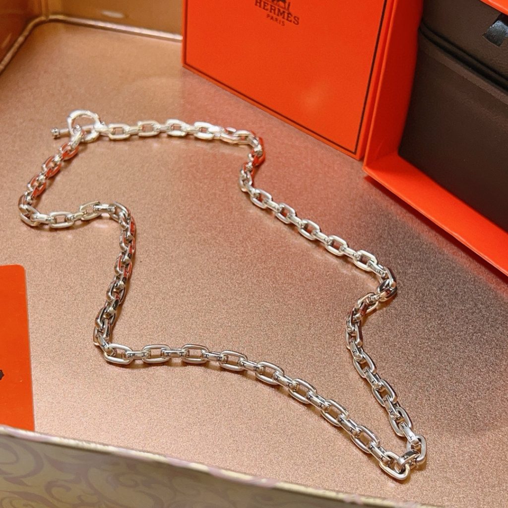 HERMES ネックレス シルバー 男用 銀チェーン シンプル - 画像 2