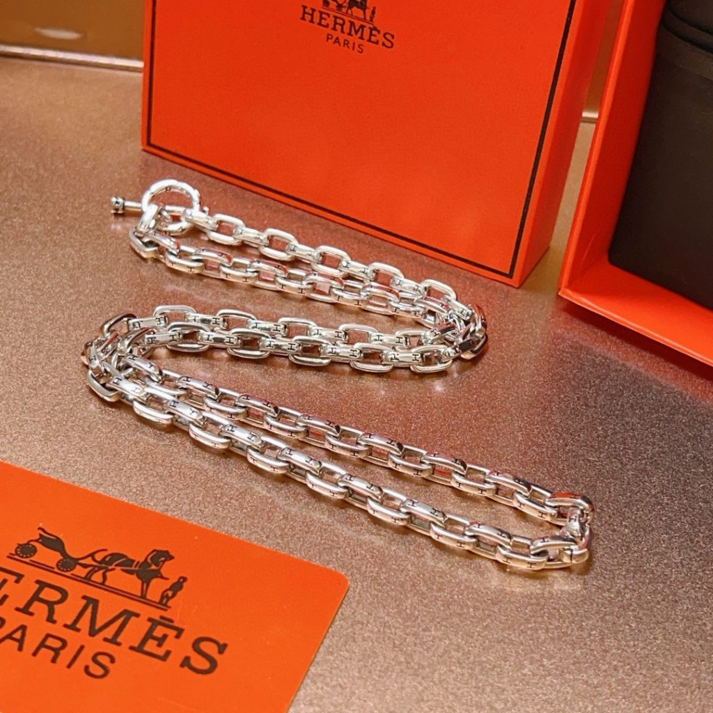 HERMES ネックレス シルバー 男用 銀チェーン シンプル - 画像 4