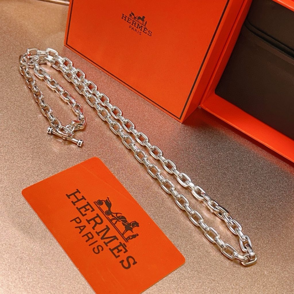 HERMES ネックレス シルバー 男用 銀チェーン シンプル - 画像 5