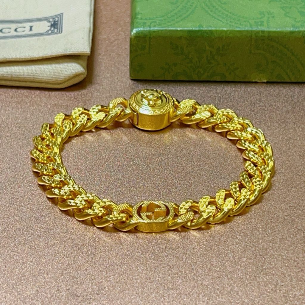 ゴンゴリの GUCCI ブレスレット 金色 メンズ レディース 2色入 💎 - 画像 5