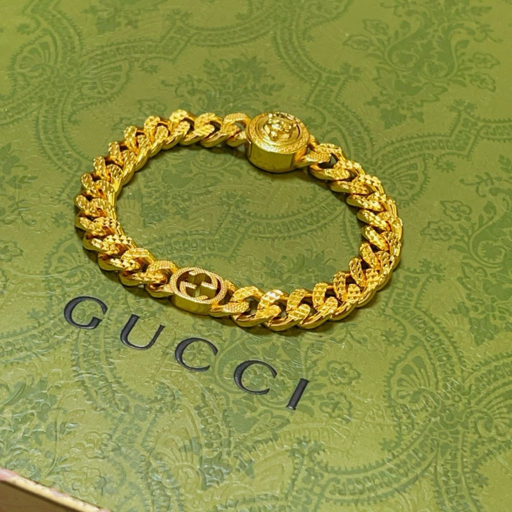 ゴンゴリの GUCCI ブレスレット 金色 メンズ レディース 2色入 💎 - 画像 6