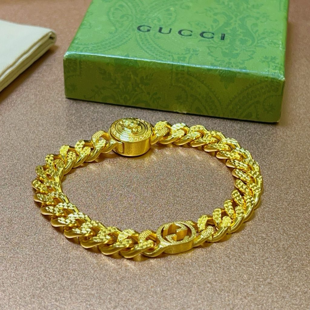 ゴンゴリの GUCCI ブレスレット 金色 メンズ レディース 2色入 💎 - 画像 7