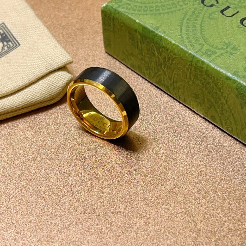 GUCCI メンズ リング ブラックゴールド 2色入 🖤💛 - 画像 7