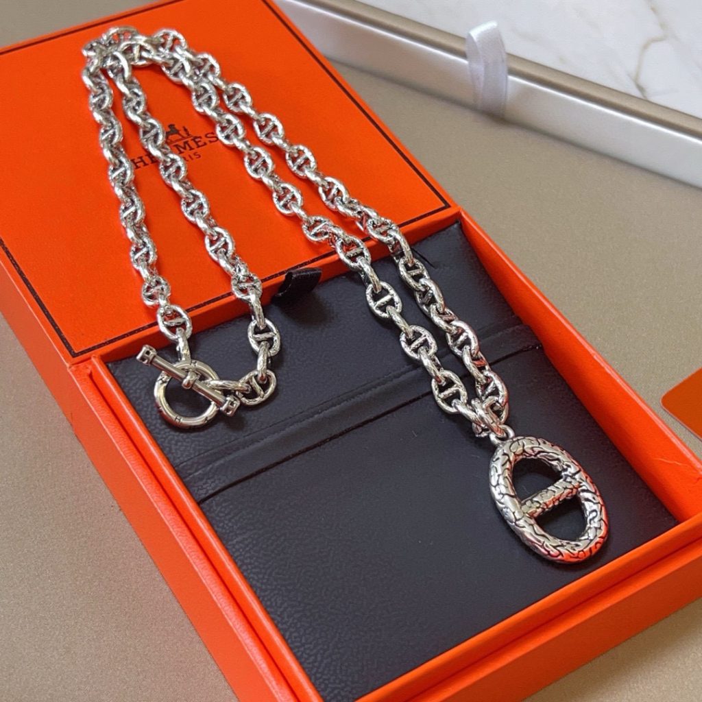 HERMES ネックレス 4色入 💎 銀色 メンズ レディース 32cm 38cm 45cm - 画像 2