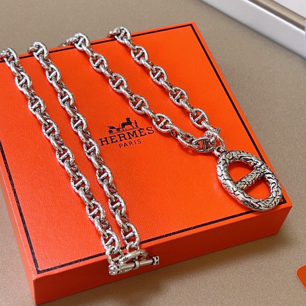 HERMES ネックレス 4色入 💎 銀色 メンズ レディース 32cm 38cm 45cm - 画像 4