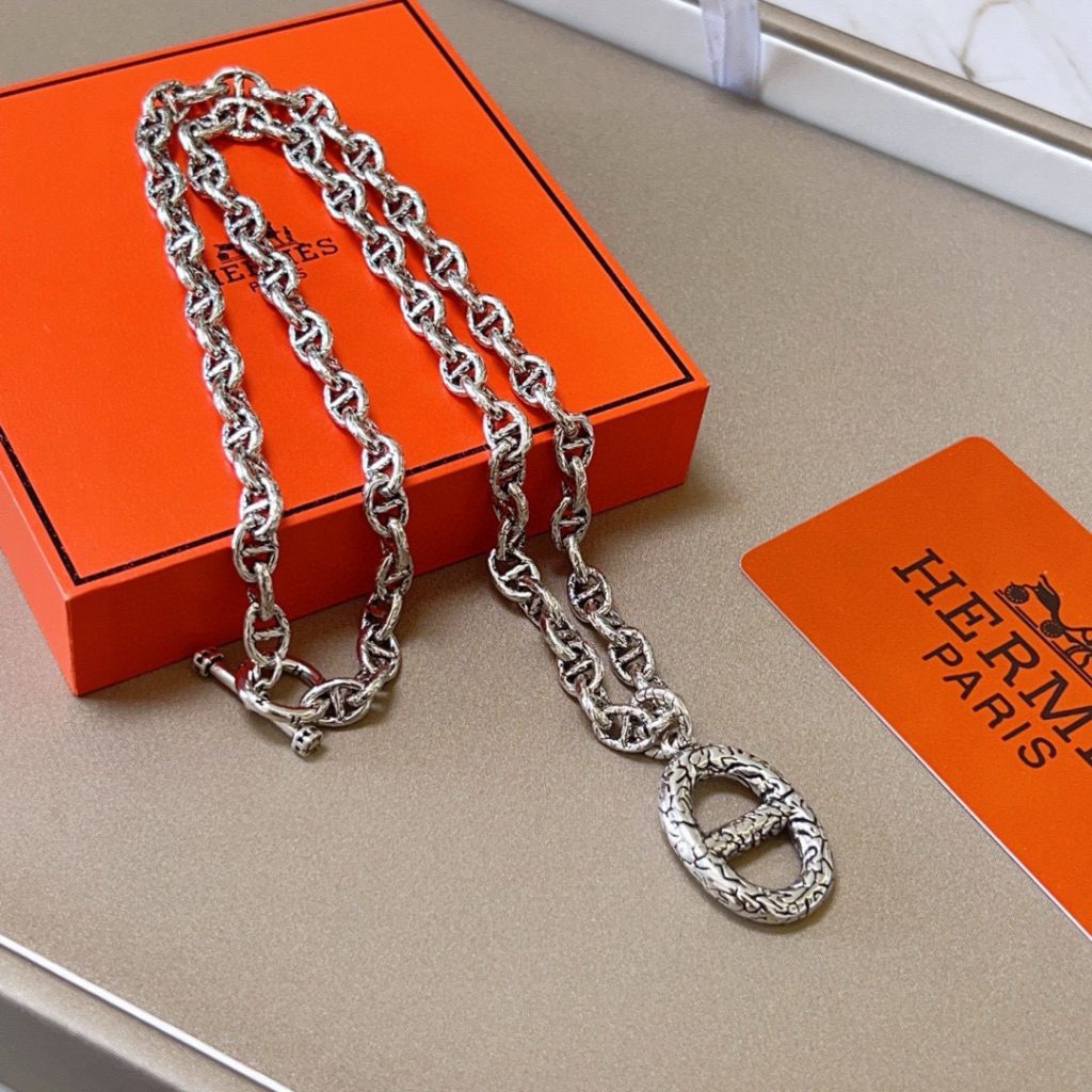 HERMES ネックレス 4色入 💎 銀色 メンズ レディース 32cm 38cm 45cm - 画像 5