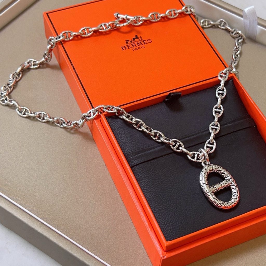 HERMES ネックレス 4色入 💎 銀色 メンズ レディース 32cm 38cm 45cm - 画像 7