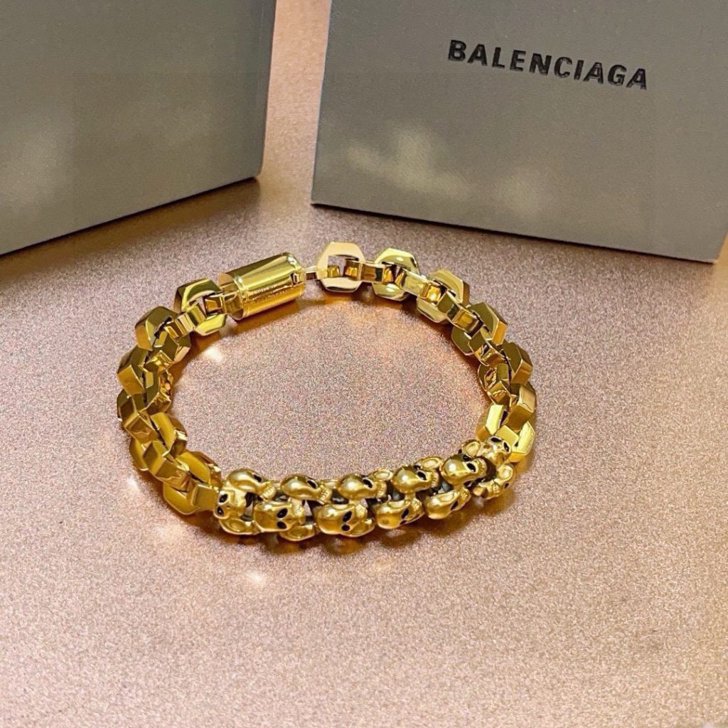 BALenciaga ブレスレット 金色 スカルデザイン シルバーチェーン メンズ ウォッチ 1個 🎁 - 画像 6