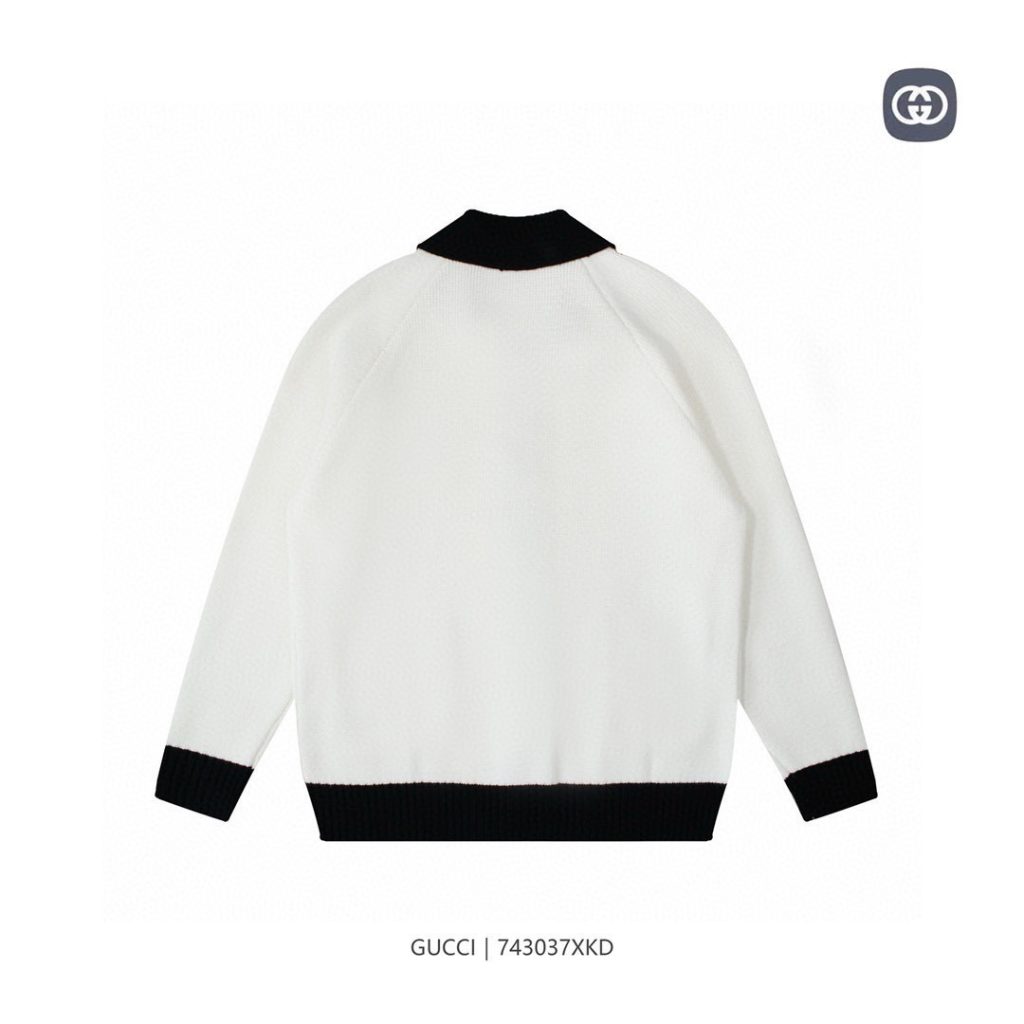 GUCCI ニットカーディガン ホワイト/ブラック 1色入 - 画像 2