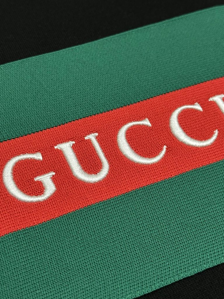 GUCCI メンズ ジップパーカー ブラック グリーンレッドストライプ - 画像 6