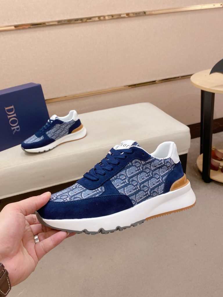 Dior メンズ スニーカー ブルー オールドスクールスタイル 4色入 💼 - 画像 3