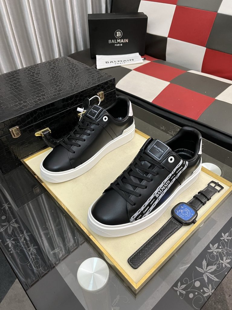 BALMAIN メンズ スニーカー ブラック 2色展開 🖤👟 パリのラグジュアリーブランドのスタイルを体現 - 画像 2