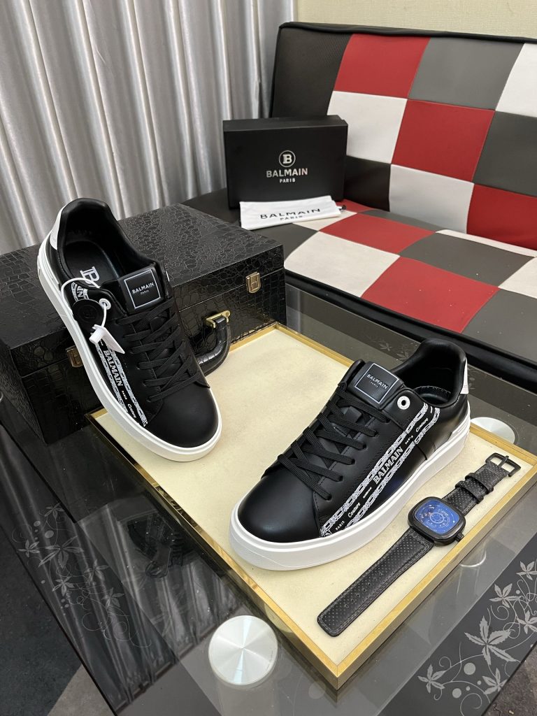 BALMAIN メンズ スニーカー ブラック 2色展開 🖤👟 パリのラグジュアリーブランドのスタイルを体現 - 画像 3