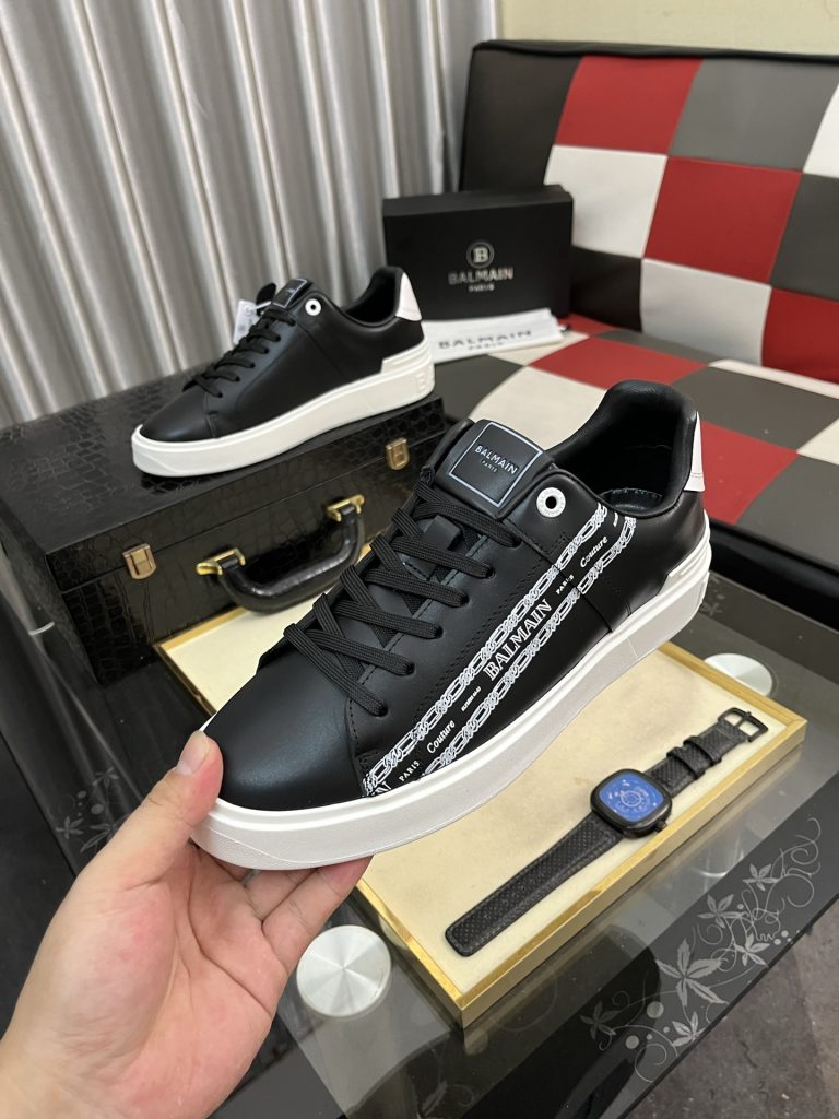 BALMAIN メンズ スニーカー ブラック 2色展開 🖤👟 パリのラグジュアリーブランドのスタイルを体現 - 画像 5