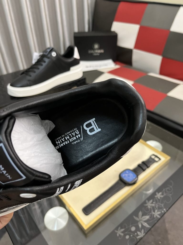 BALMAIN メンズ スニーカー ブラック 2色展開 🖤👟 パリのラグジュアリーブランドのスタイルを体現 - 画像 8