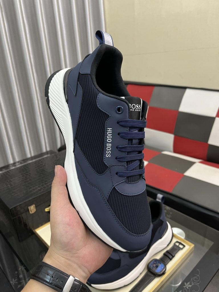 HUGO BOSS メンズ スニーカー 2024新作 パネルデザイン ブルー 2色展開 🥾 - 画像 4