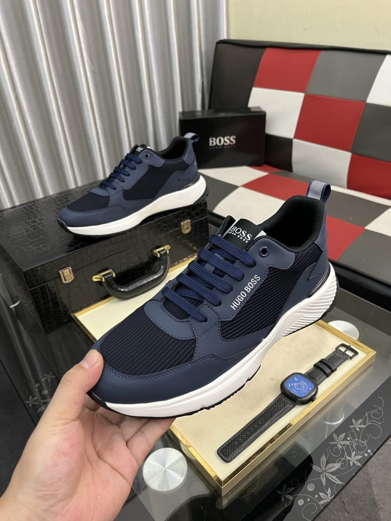 HUGO BOSS メンズ スニーカー 2024新作 パネルデザイン ブルー 2色展開 🥾 - 画像 5
