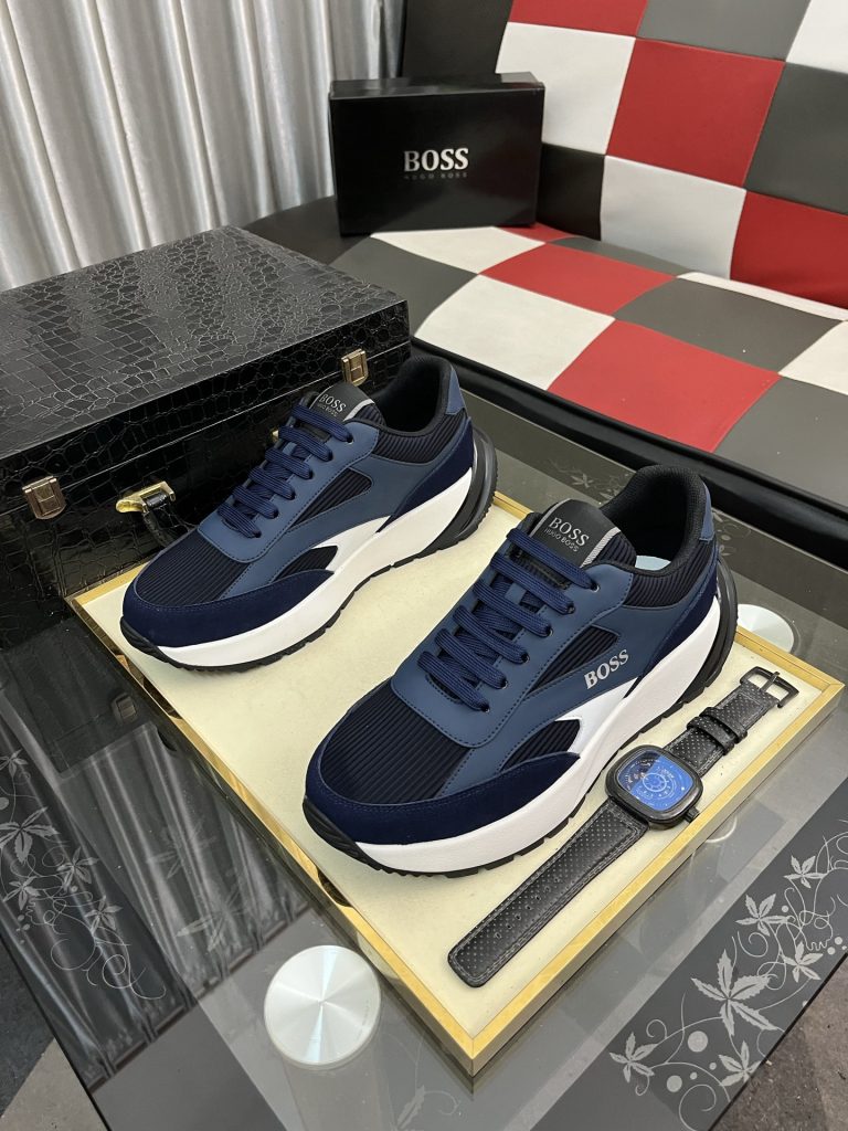 BOSS メンズ スニーカー ブルーグレー 2色 人気の厚底デザイン 🚀 - 画像 2
