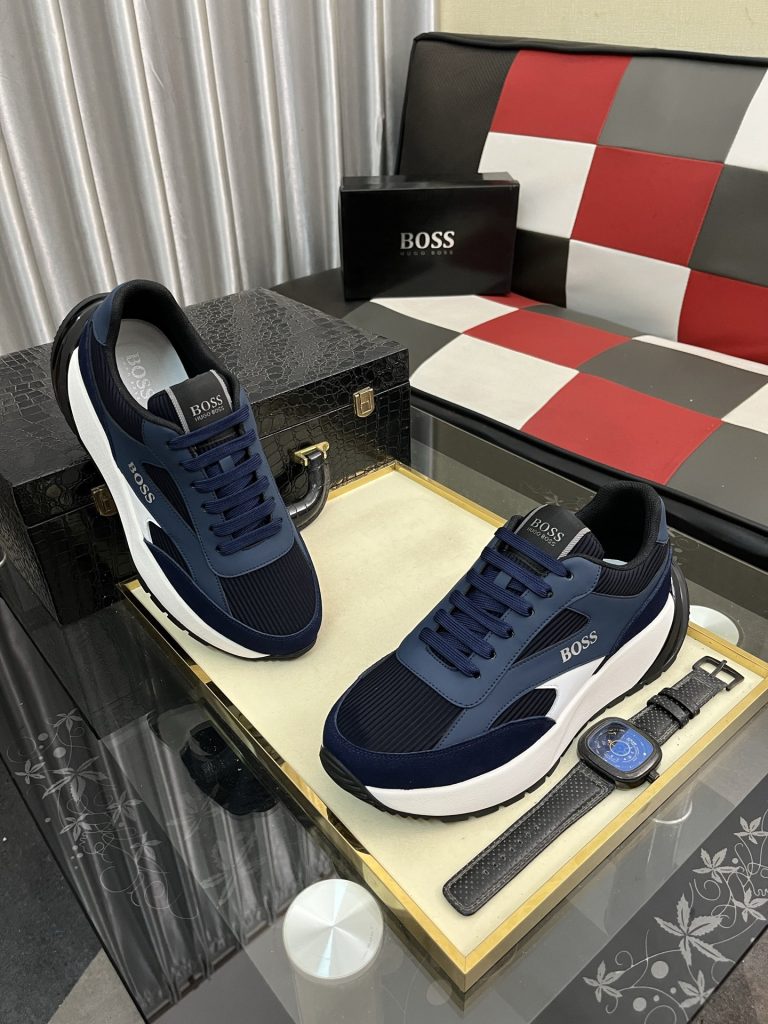 BOSS メンズ スニーカー ブルーグレー 2色 人気の厚底デザイン 🚀 - 画像 3