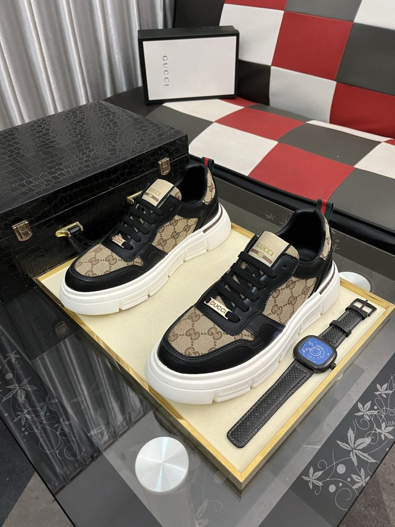 ゴルフ グッチ メンズ スニーカー 2色 本革 ファッション シューズ 💼 - 画像 2
