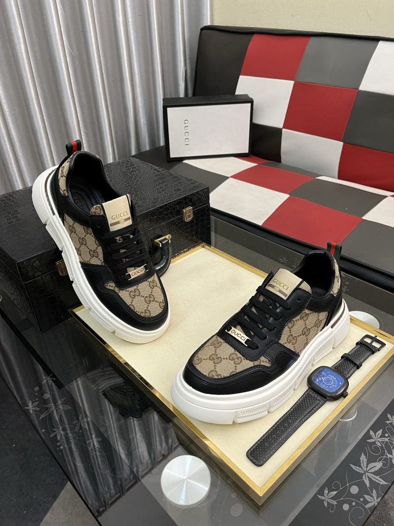 ゴルフ グッチ メンズ スニーカー 2色 本革 ファッション シューズ 💼 - 画像 3