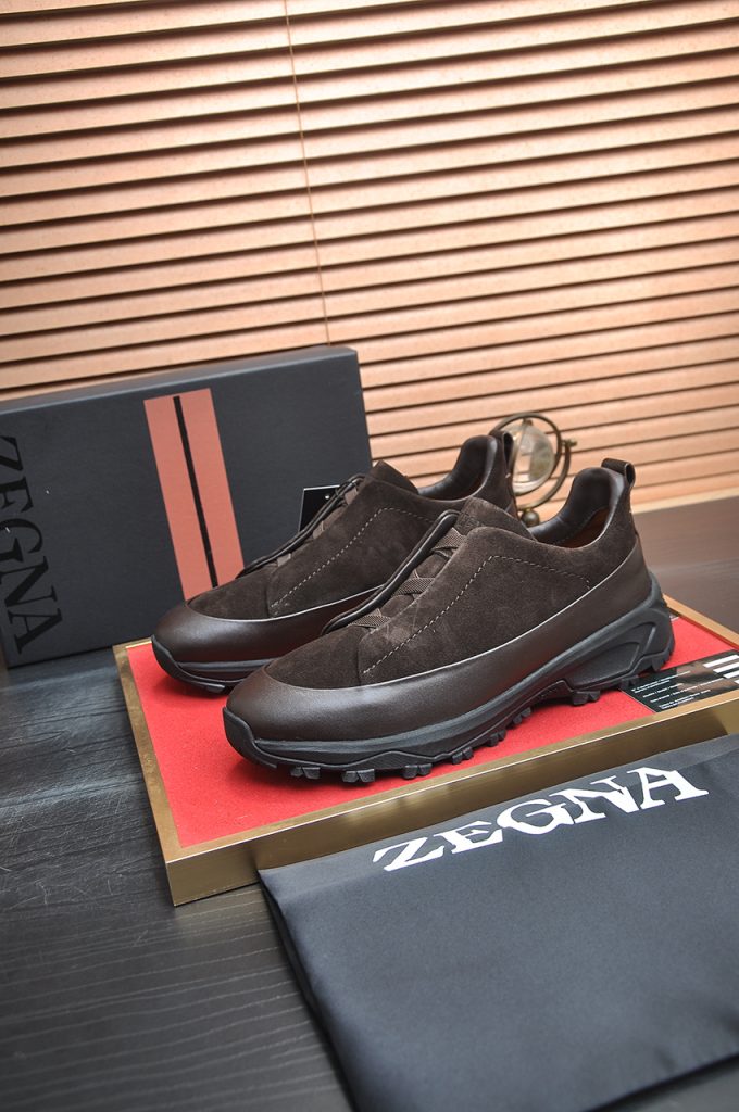 ZEGNA メンズ ブラウン ローファー スニーカー 2色入 🧢 - 画像 4