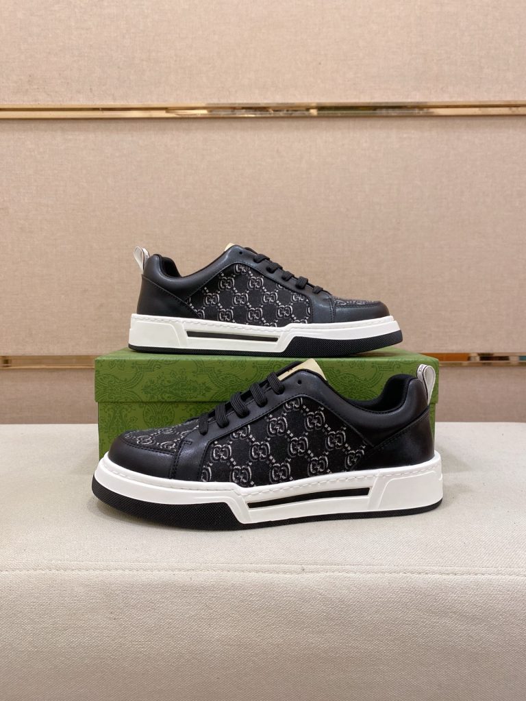 グッチ メンズスニーカー ブラック レザーデザイン 2色展開 🏃‍♂️ - 画像 7