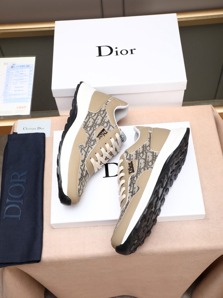Dior 男性 スニーカー カーキ ディオール ダブル D カモフラージュ デザイン 軽量 ステューシー 毎日履ける 👞 - 画像 7
