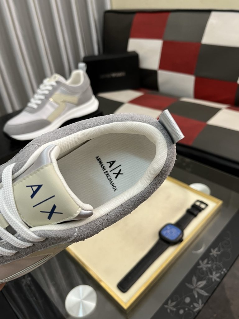 アーミニ エクスチェンジ 00177 メンズ スニーカー レザー グレー 白 2色 デザイン 3D ファッション 🥾 - 画像 8
