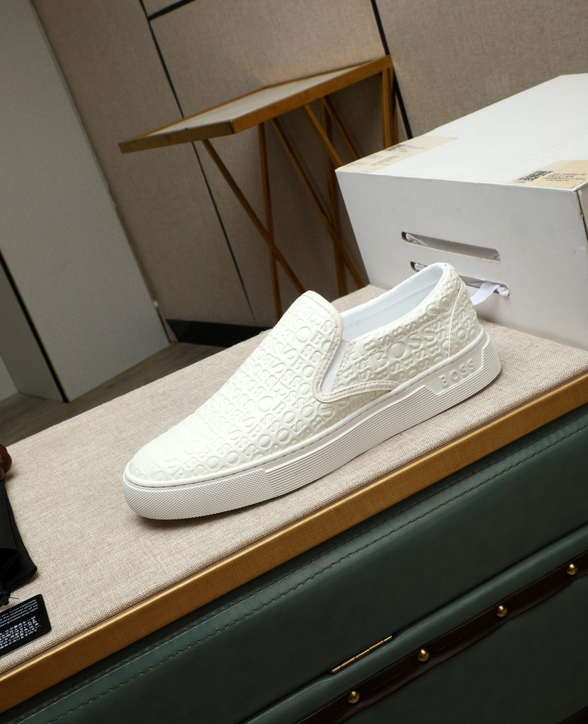 BOSS メンズスニーカー 3色 1足履き ロゴプレス ホワイト シューズ 80個以上 - 画像 6