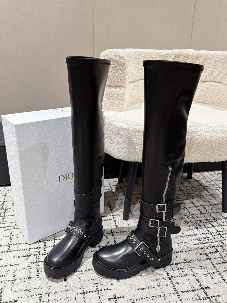 Dior ブーツ レディース 黒 レザーブーツ ラバーストラップ ファスナー付き 1足 36-41サイズ - 画像 2