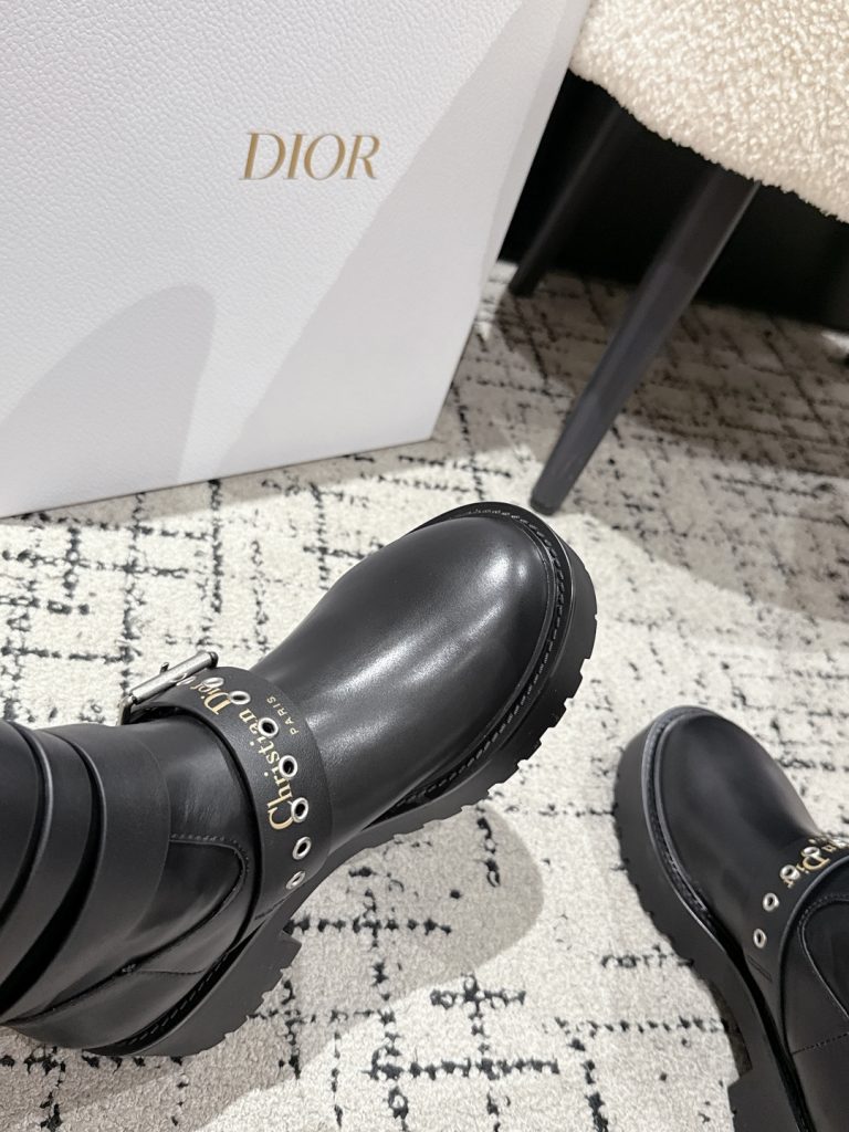 Dior ブーツ レディース 黒 レザーブーツ ラバーストラップ ファスナー付き 1足 36-41サイズ - 画像 6