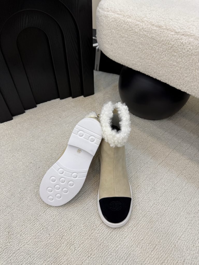 シャネル レディース ブーツ カプリング ブラウン 2色 ロング丈 ファー付き 防寒 靴 🐰 - 画像 8