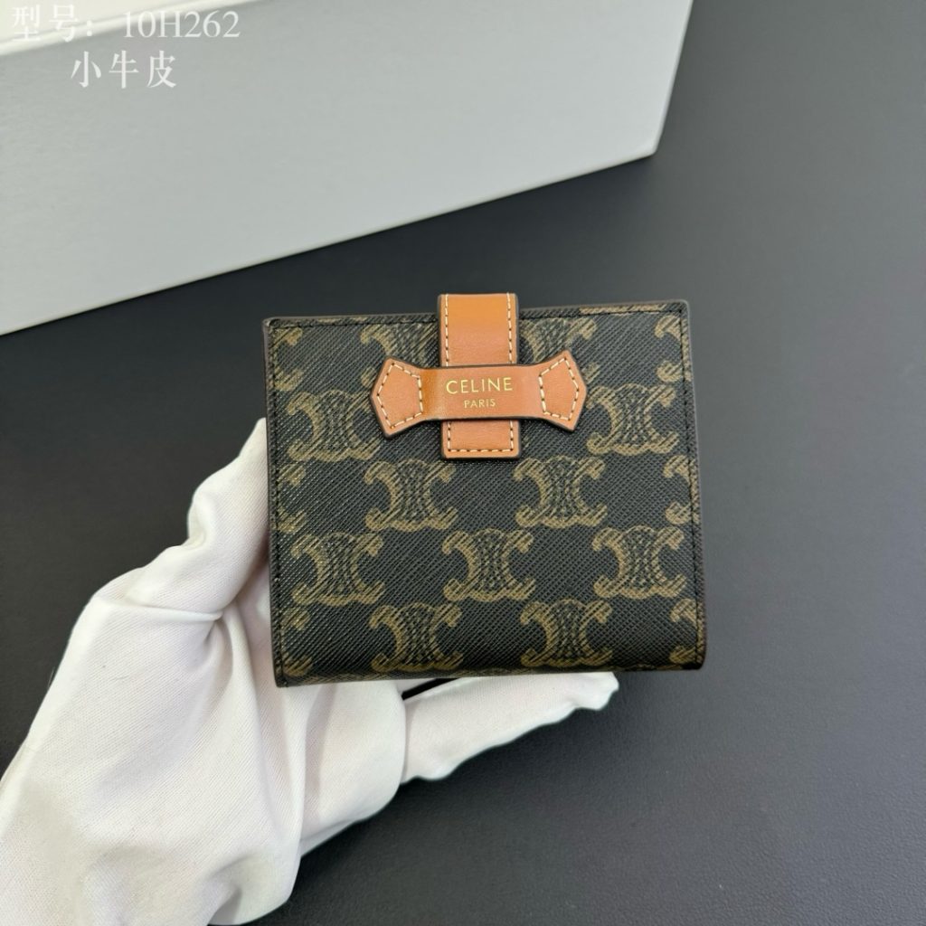 CELINE セリーヌ ミニ財布 ミニウォレット 10H262 ブラウン ブラック 二つ折り 財布 - 画像 3