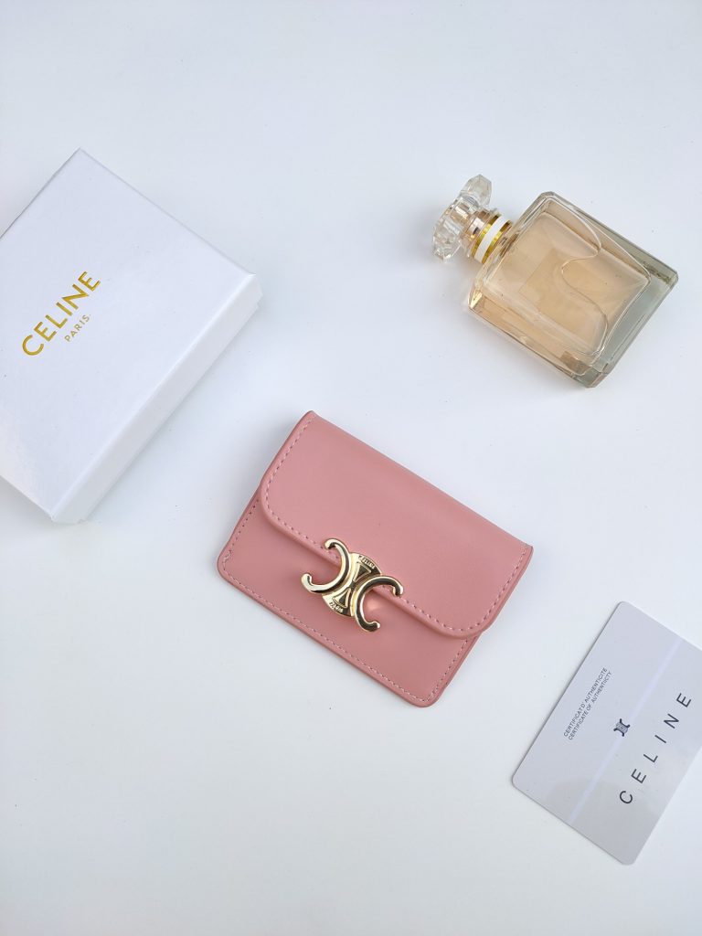 CELINE シェリーヌ レザー カードケース ピンク 本物保証付き - 画像 2