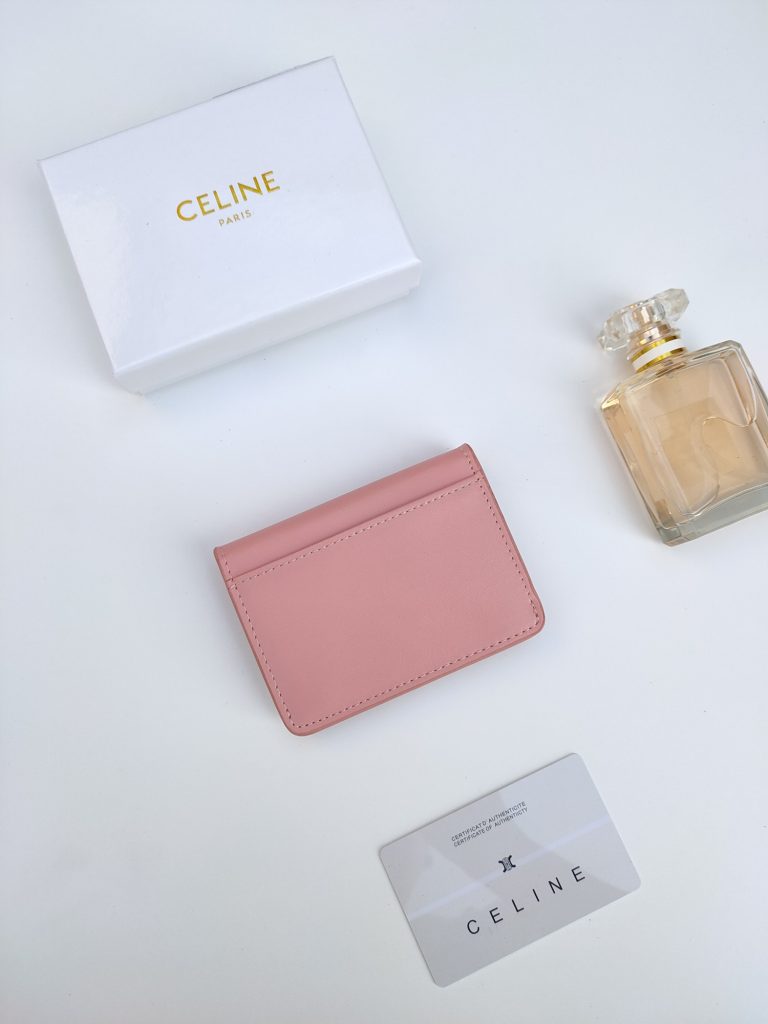 CELINE シェリーヌ レザー カードケース ピンク 本物保証付き - 画像 3