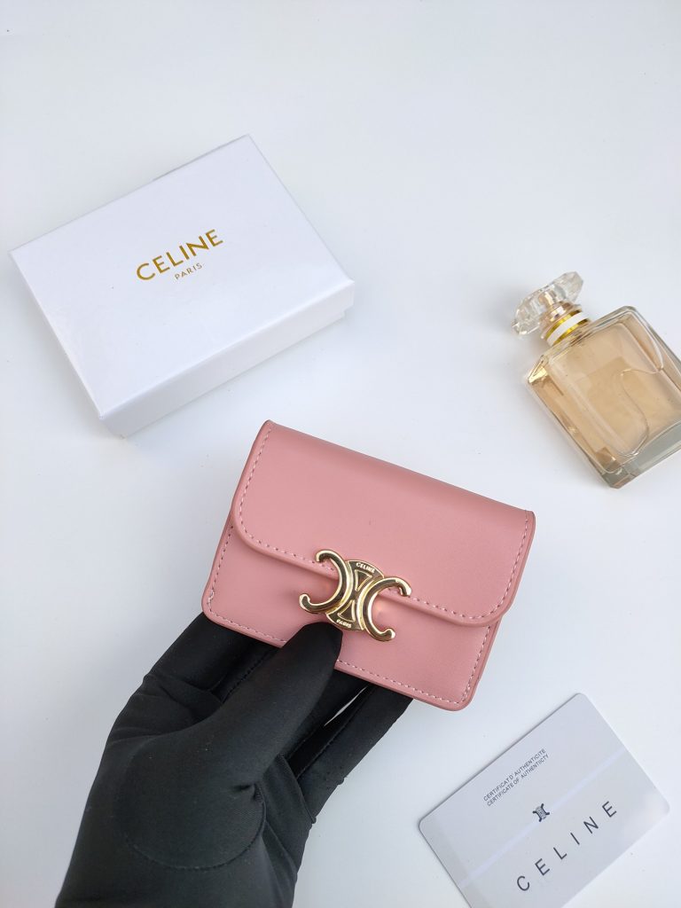 CELINE シェリーヌ レザー カードケース ピンク 本物保証付き - 画像 4