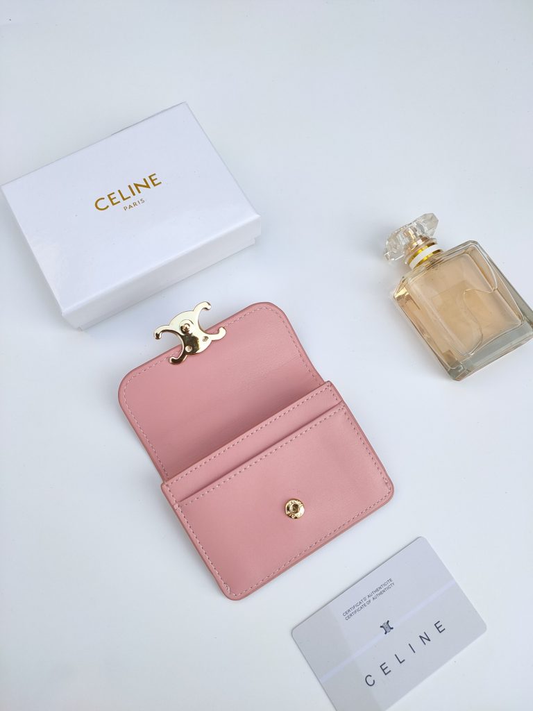 CELINE シェリーヌ レザー カードケース ピンク 本物保証付き - 画像 5