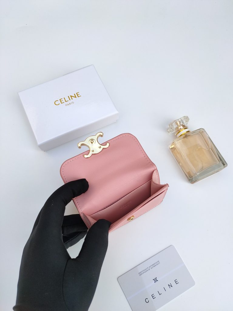 CELINE シェリーヌ レザー カードケース ピンク 本物保証付き - 画像 6