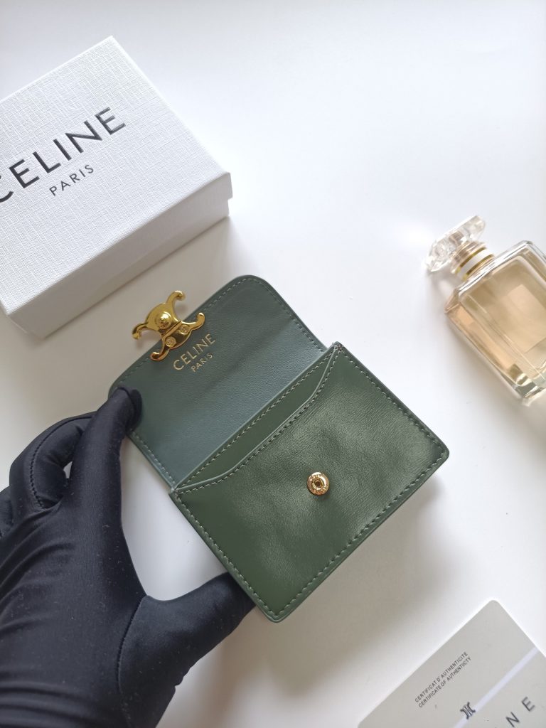 CELINE セリーヌ カードケース グリーン 二つ折り - 画像 5