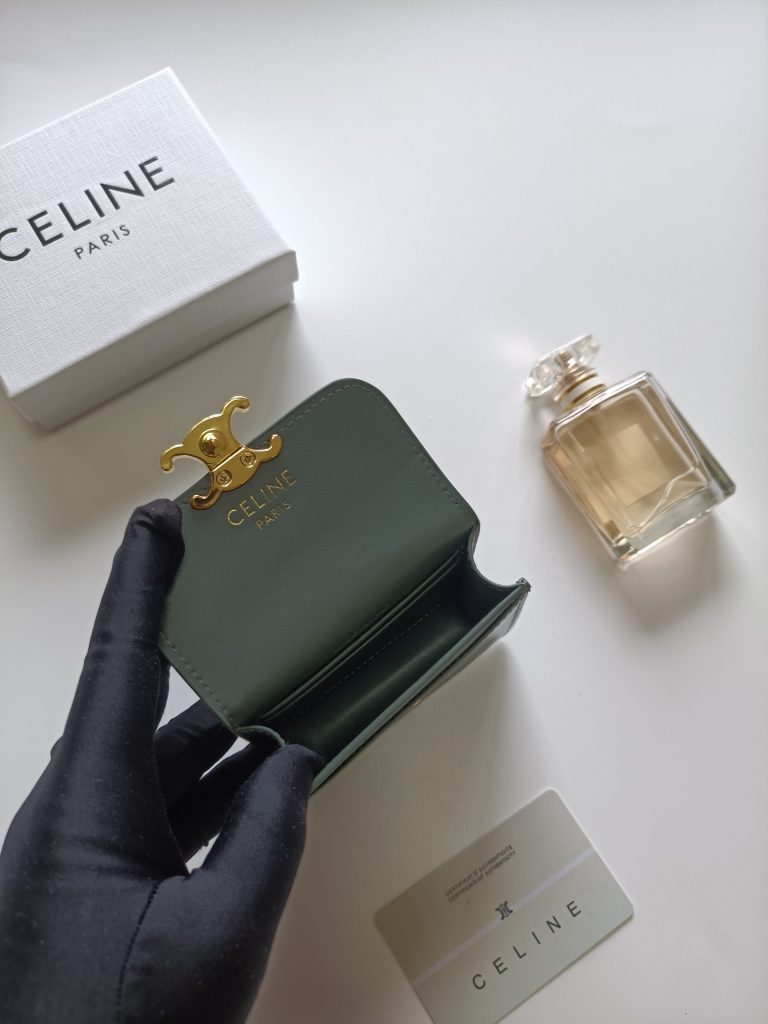 CELINE セリーヌ カードケース グリーン 二つ折り - 画像 6