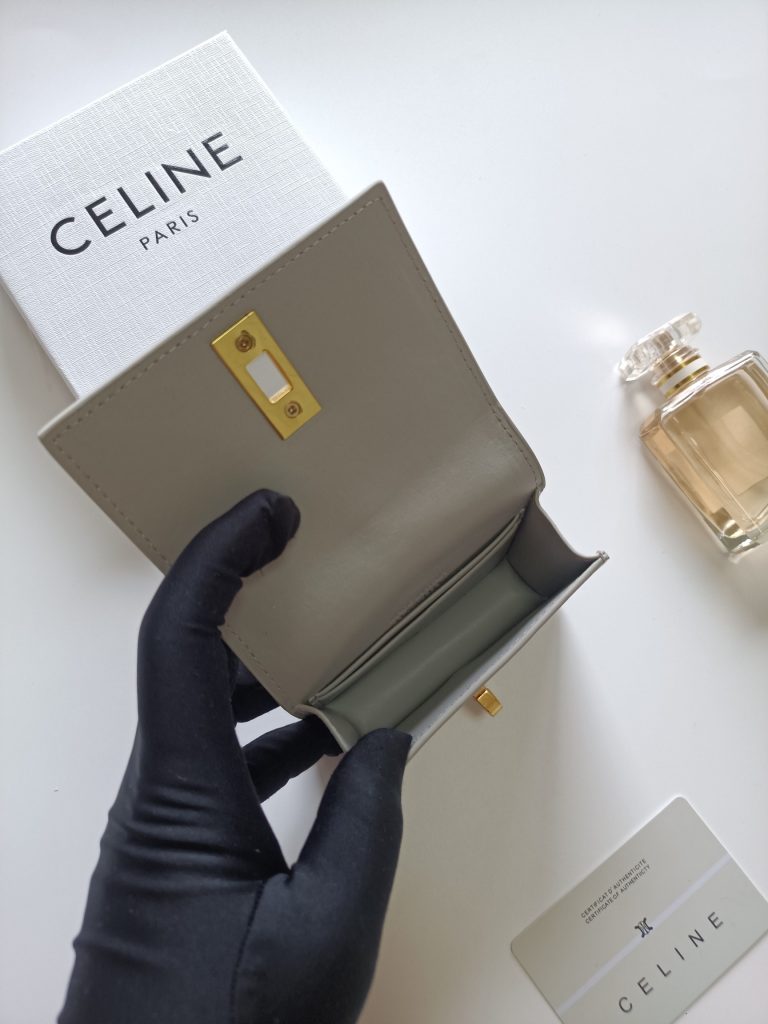 CELINE プチウォレット グレー ファスナー開閉 高級レザー 1色入 - 画像 6