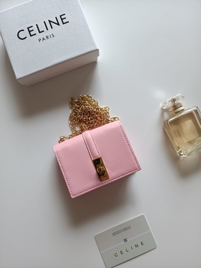 CELINE ピンク ミニウォレット 鍵付きチェーンショルダー ショルダーバッグ 1色入 - 画像 2