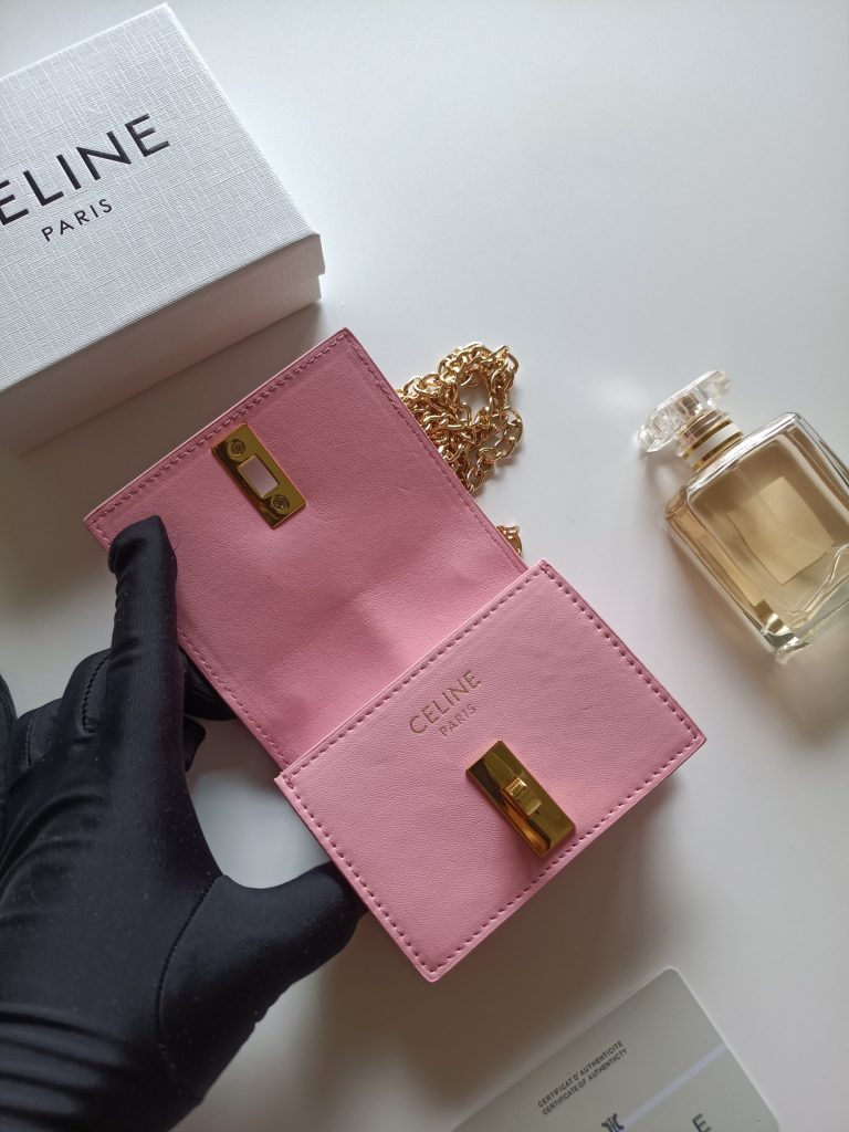 CELINE ピンク ミニウォレット 鍵付きチェーンショルダー ショルダーバッグ 1色入 - 画像 5